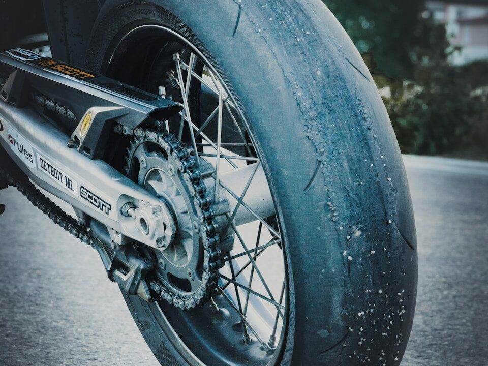black motorcycle wheel with tire