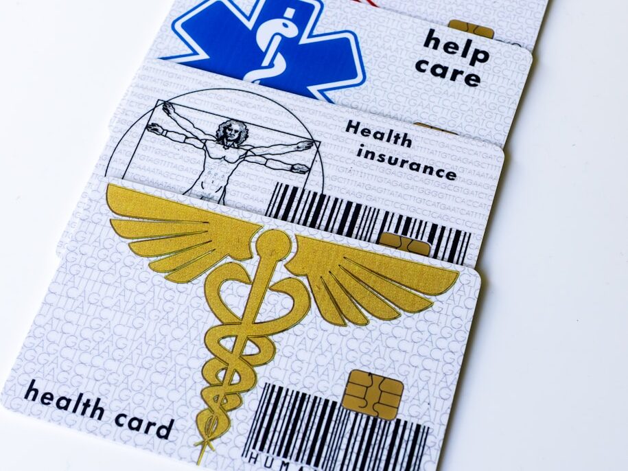 A pair of medical stickers on a white surface